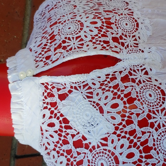 GAP French Style Lace and Cotton Top with High Collar in White size Small NWT - Picture 10 of 17